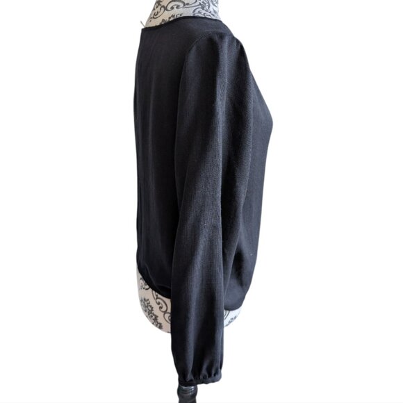 Vetta The Gathered Sleeve Wrap Top Black Tencel V Neck Puff Sleeve Women's Small - Picture 6 of 15
